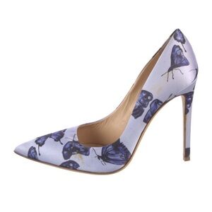Elegant Blue Butterfly Print Women's Heels
